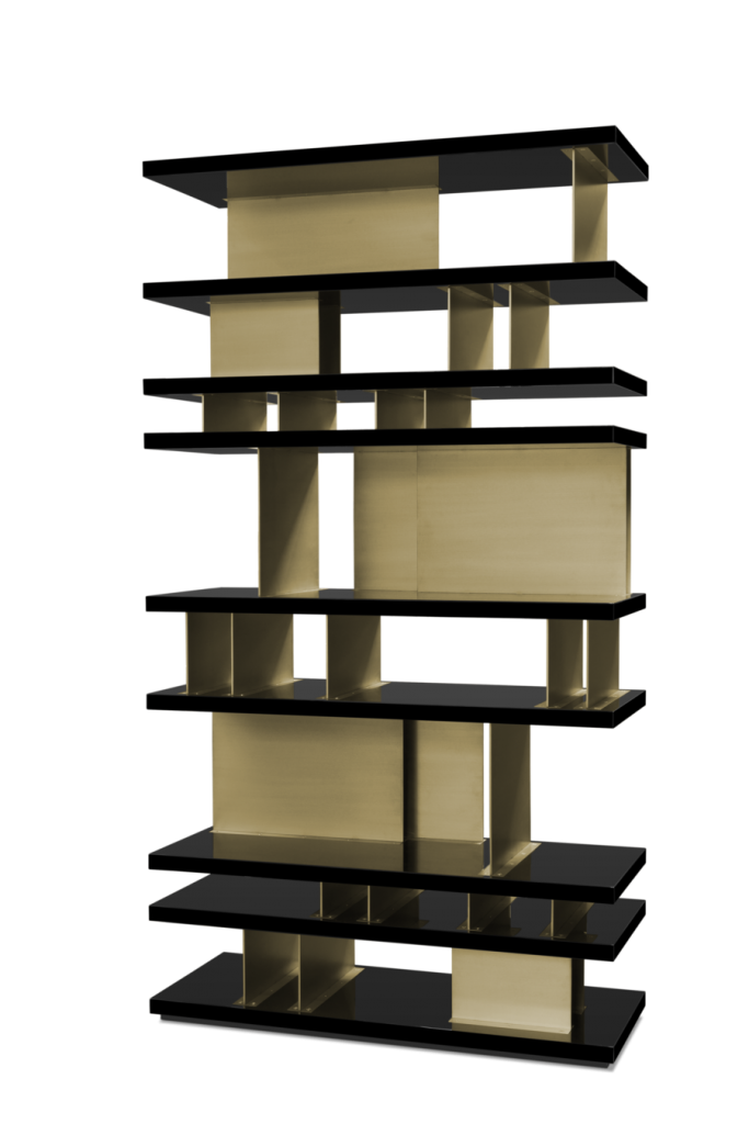 golden modern bookshelf